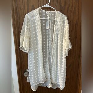 Maurices White Sheer Lace Kimono Top